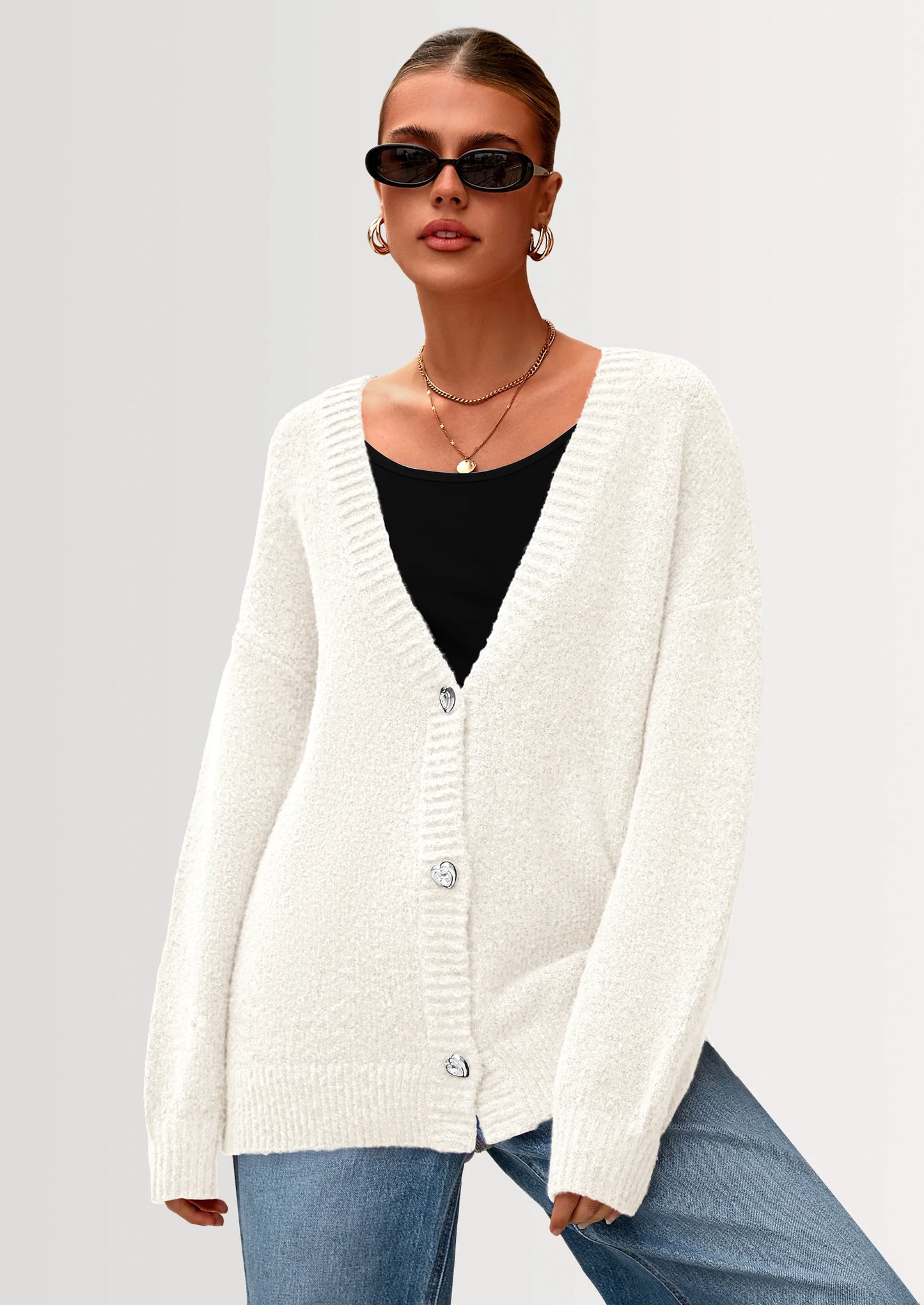 Cardigan Sweaters for Women Trendy Fall Long Sleeve Button Down Oversized Chunky Knit Sweater Outerwear