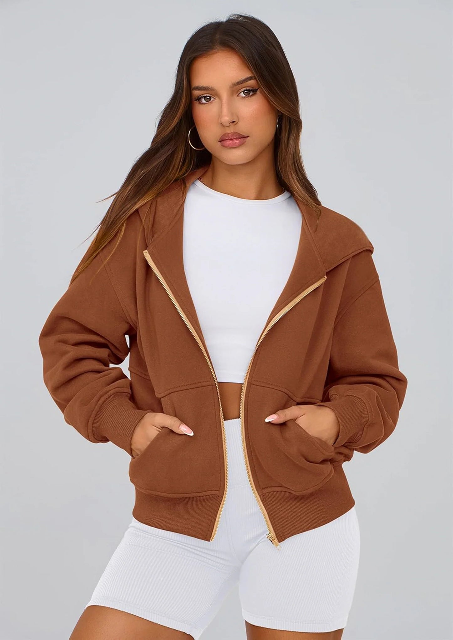 Hoodies For Women Sweatshirt Zip Up Hoodie Fall Fashion Trendy Long Sleeve Jackets Winter Clothing Outfits