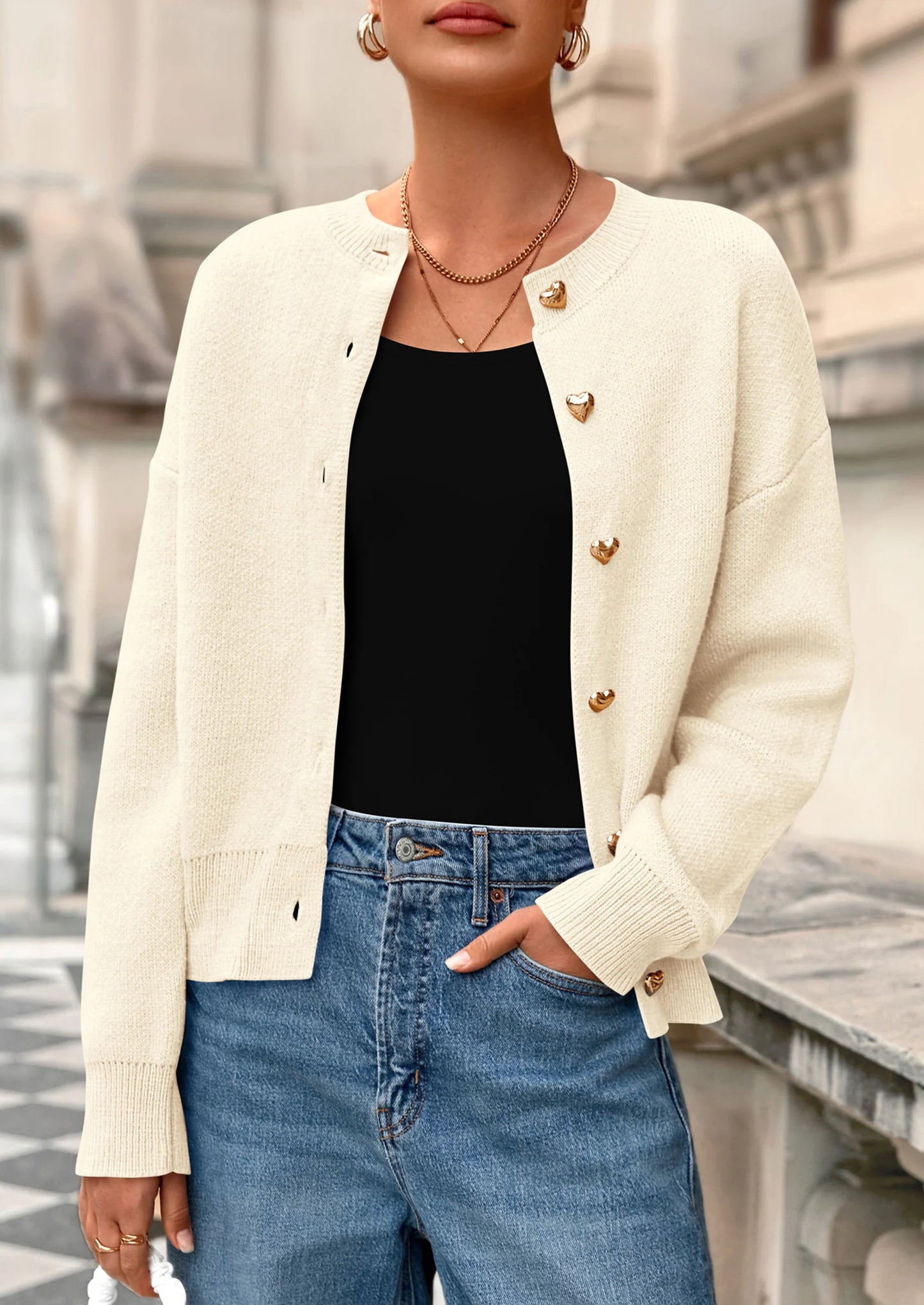 Cardigan Sweaters for Women Trendy Long Sleeve Open Front Button Down Jacket Fall Clothes Winter Coats