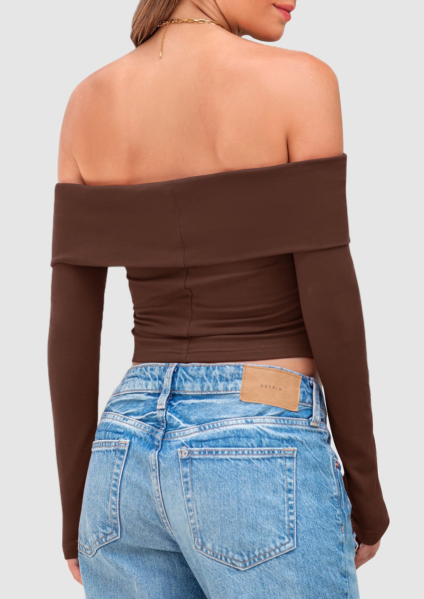 Off The Shoulder Tops for Women Long Sleeve Shirts Trendy Going Out Crop Top Spring Fashion Clothes