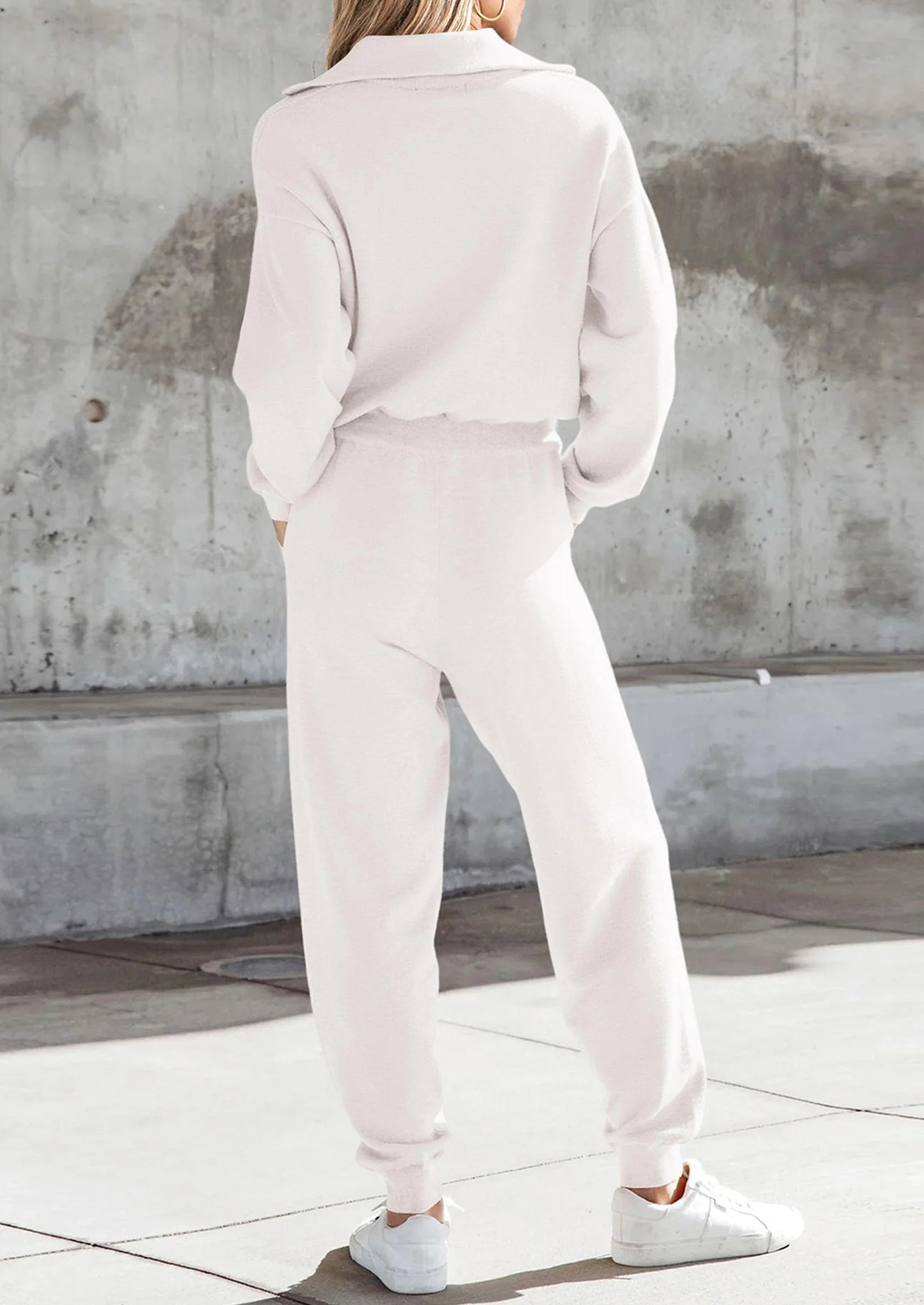 Women's 2 Piece Sweater Set Pullover Zip Up Sweatshirt Jogger Sweatpants Tracksuit Casual Outfit