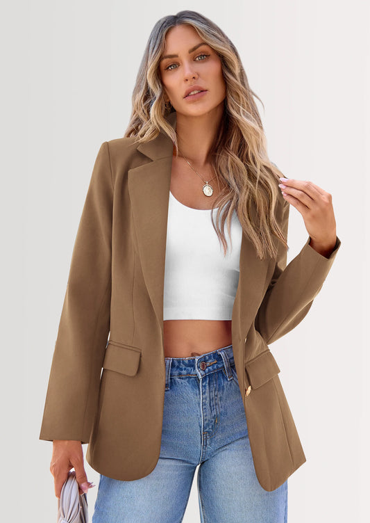Women's Spring Fall Business Casual Blazers Long Sleeve Notch Lapel Trendy Work Office Blazer Jackets Outerwear