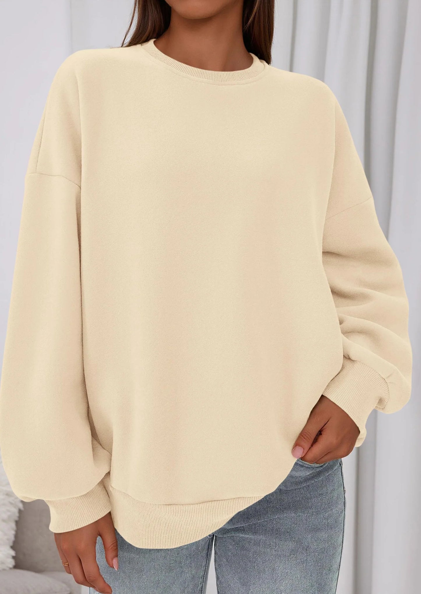 Sweatshirts for Women Oversized Crewneck Fleece Pullover Long Sleeve Tops Comfy Fall Winter Fashion Outfits