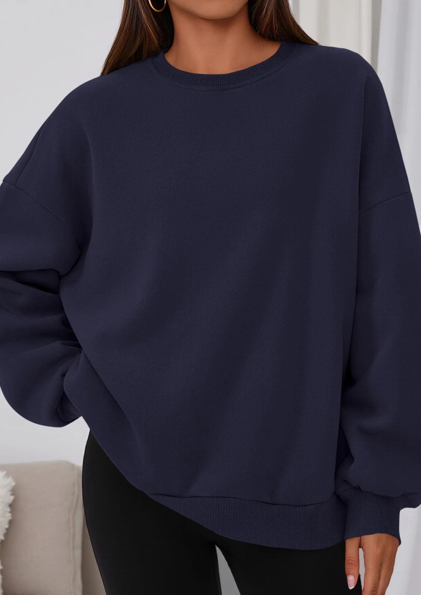 Sweatshirts for Women Oversized Crewneck Fleece Pullover Long Sleeve Tops Comfy Fall Winter Fashion Outfits