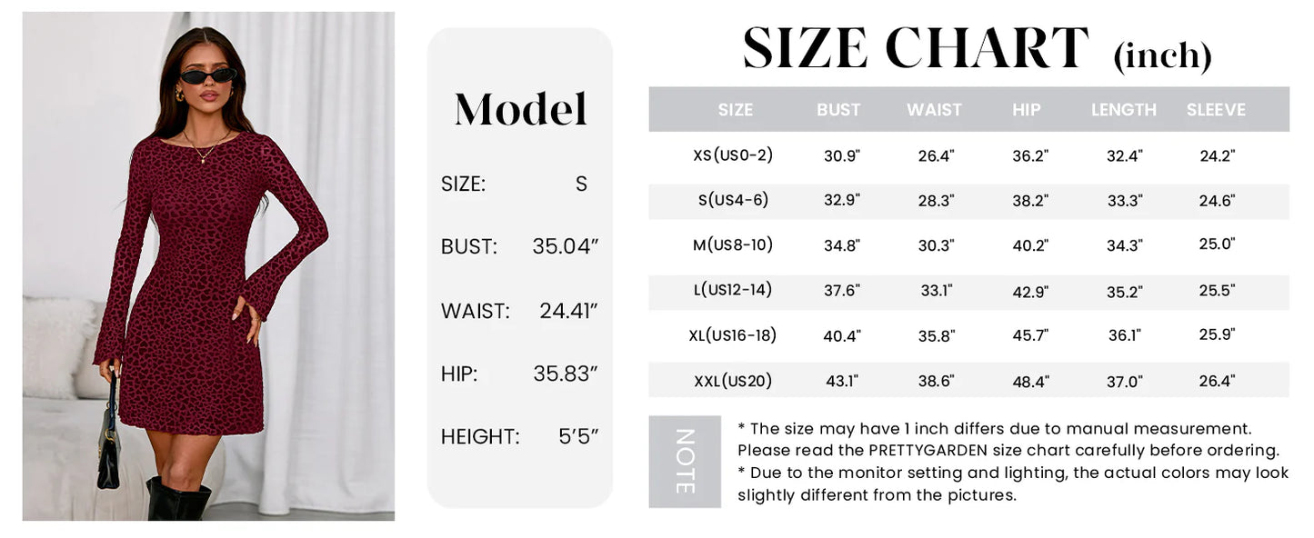Women's Fall Fashion Floral Long Sleeve Mini Dress Mesh Bodycon Short Party Date Night Going Out Dresses