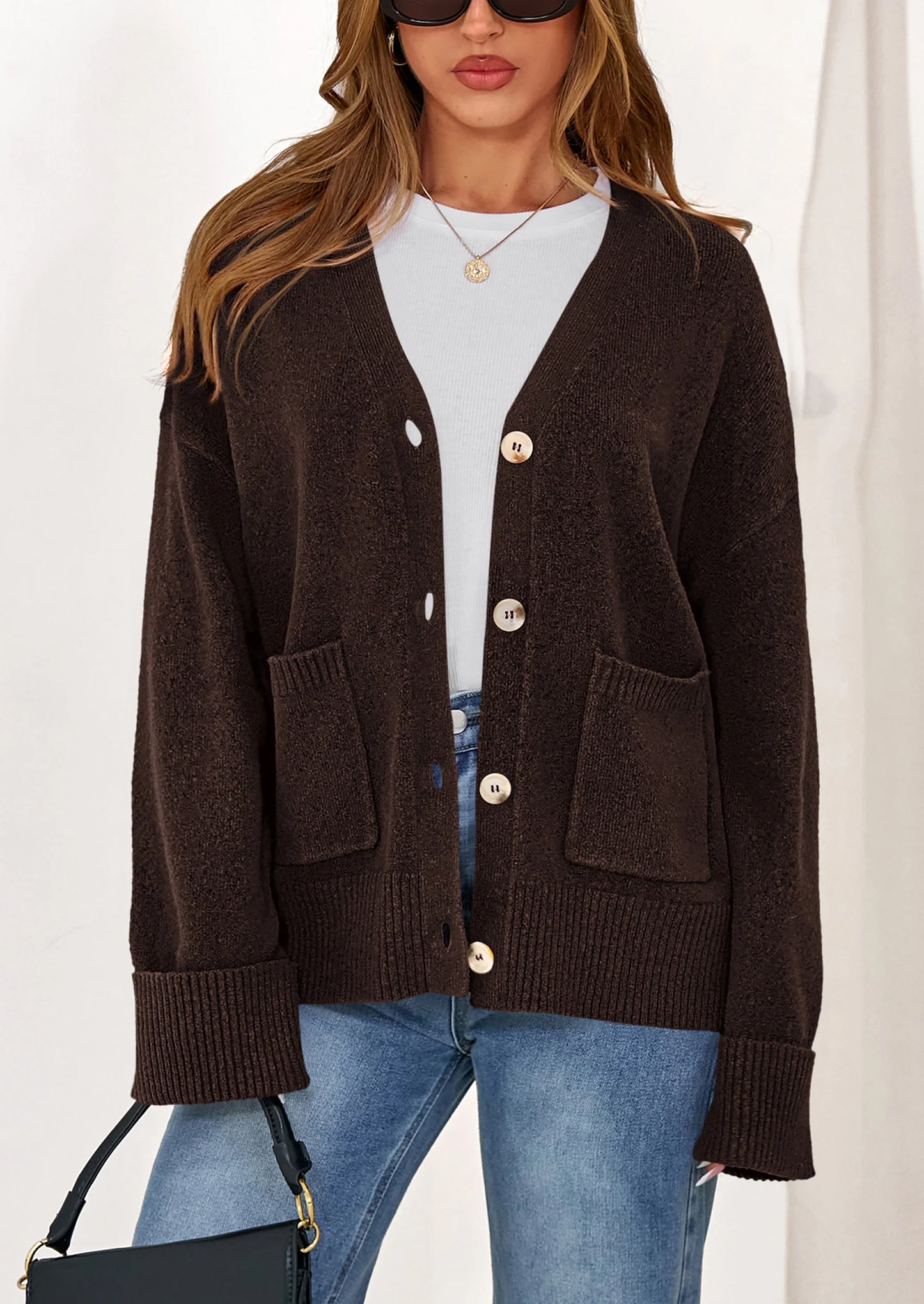 Women's Oversized Cardigan Sweaters Trendy Chunky Knit Long Sleeve V Neck Button Down Fall Winter Outfits