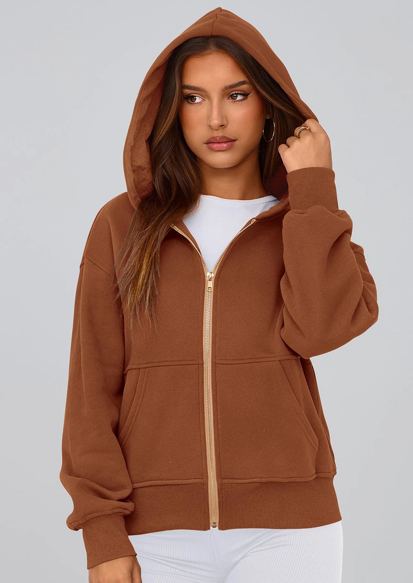 Hoodies For Women Sweatshirt Zip Up Hoodie Fall Fashion Trendy Long Sleeve Jackets Winter Clothing Outfits
