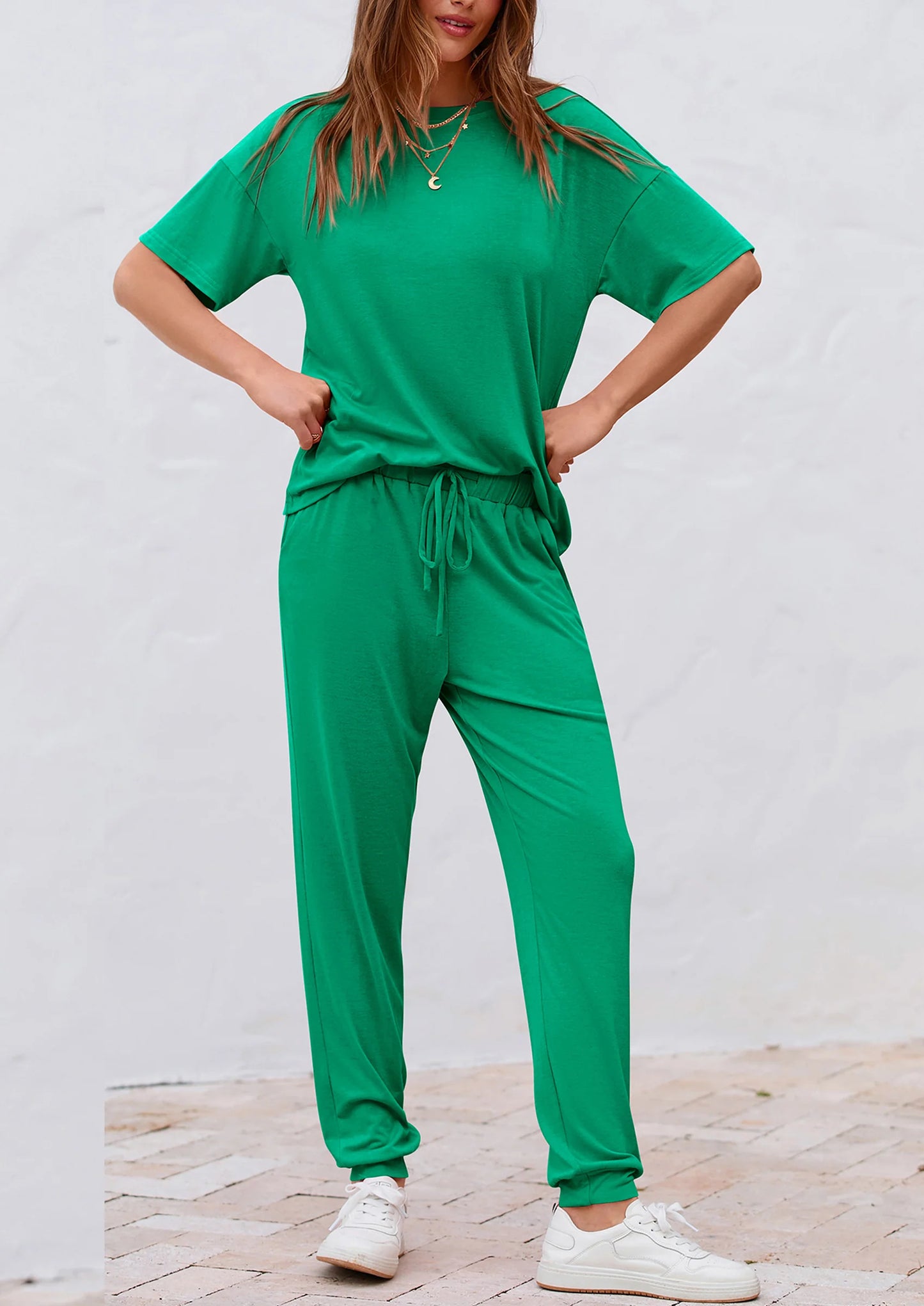 Women's Two Piece Lounge Sets Spring Summer Jogger Pants Vacation Outfits Travel Airplane Matching Clothes
