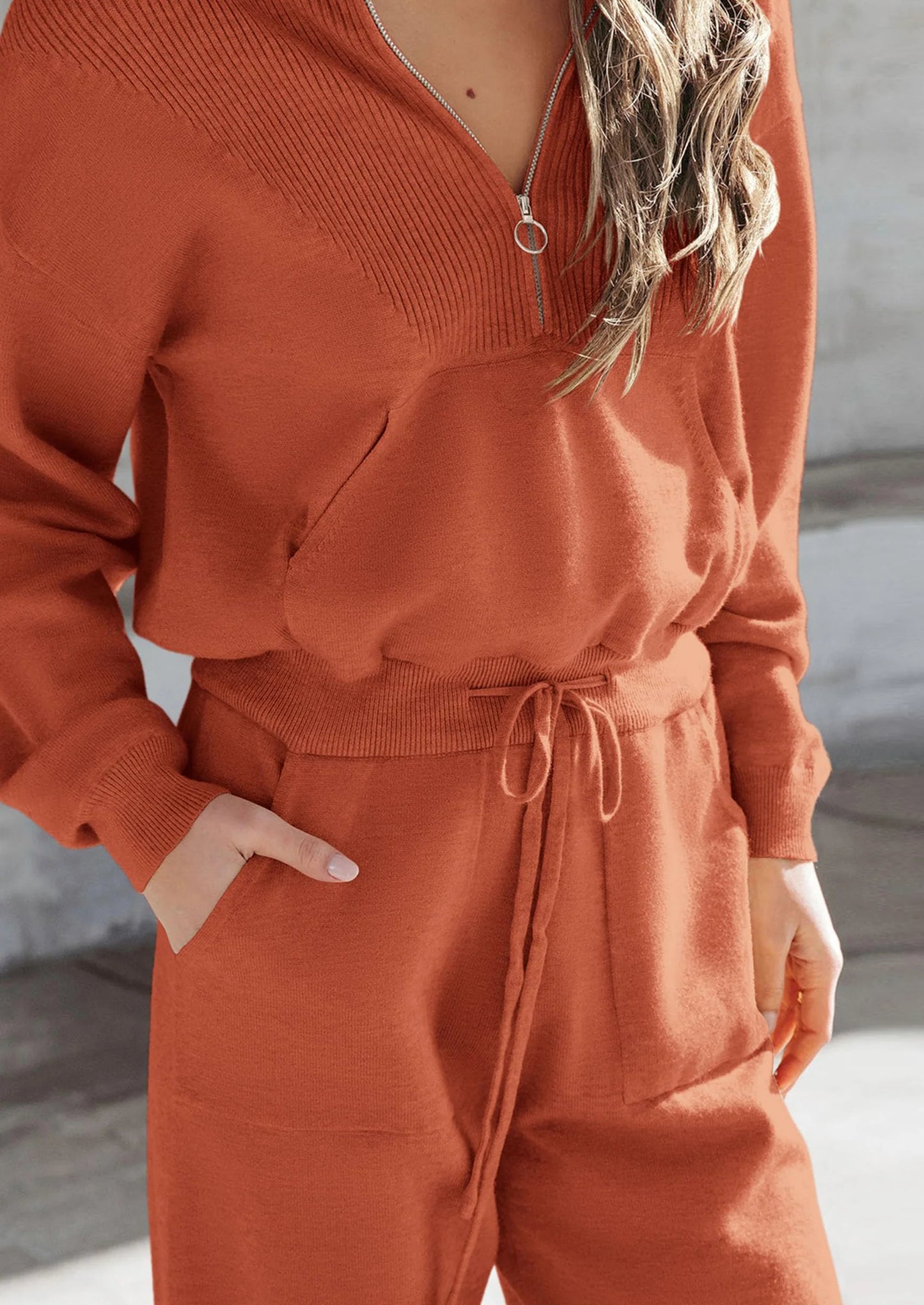 Women's 2 Piece Sweater Set Pullover Zip Up Sweatshirt Jogger Sweatpants Tracksuit Casual Outfit