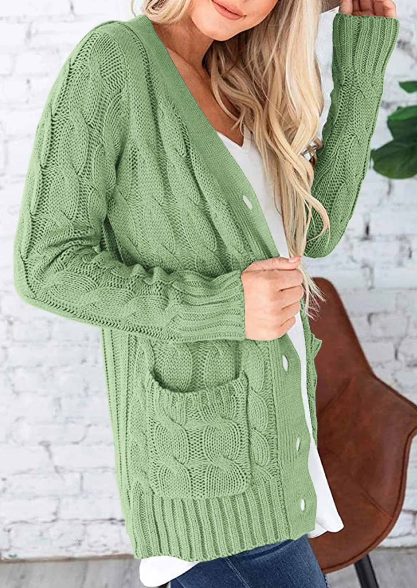 Women's Open Front Cardigan Sweaters Fall Fashion Button Down Cable Knit Chunky Winter Outerwear Coats