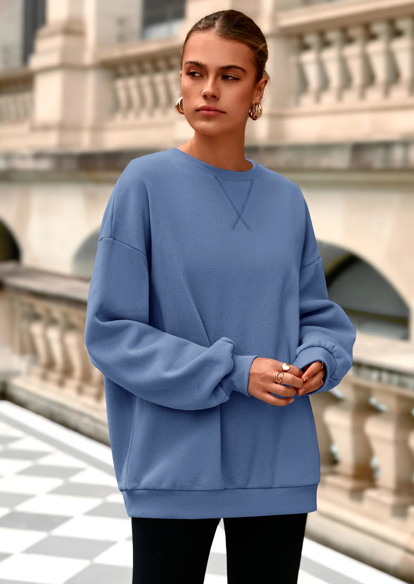 Oversized Sweatshirt for Women Fall Outfits Crewneck Long Sleeve Tops Fleece Pullover Winter Clothing