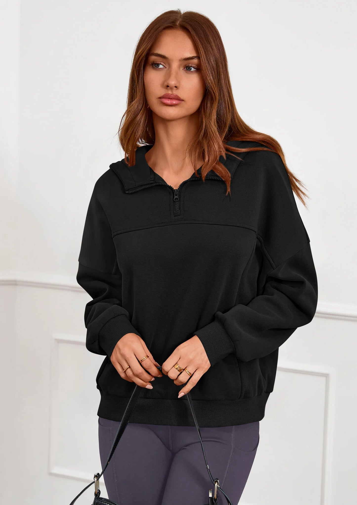 Womens Hoodies Cropped Fleece Sweatshirts Fall Fashion Quarter Zip Pullover Long Sleeve Tops Winter Clothes