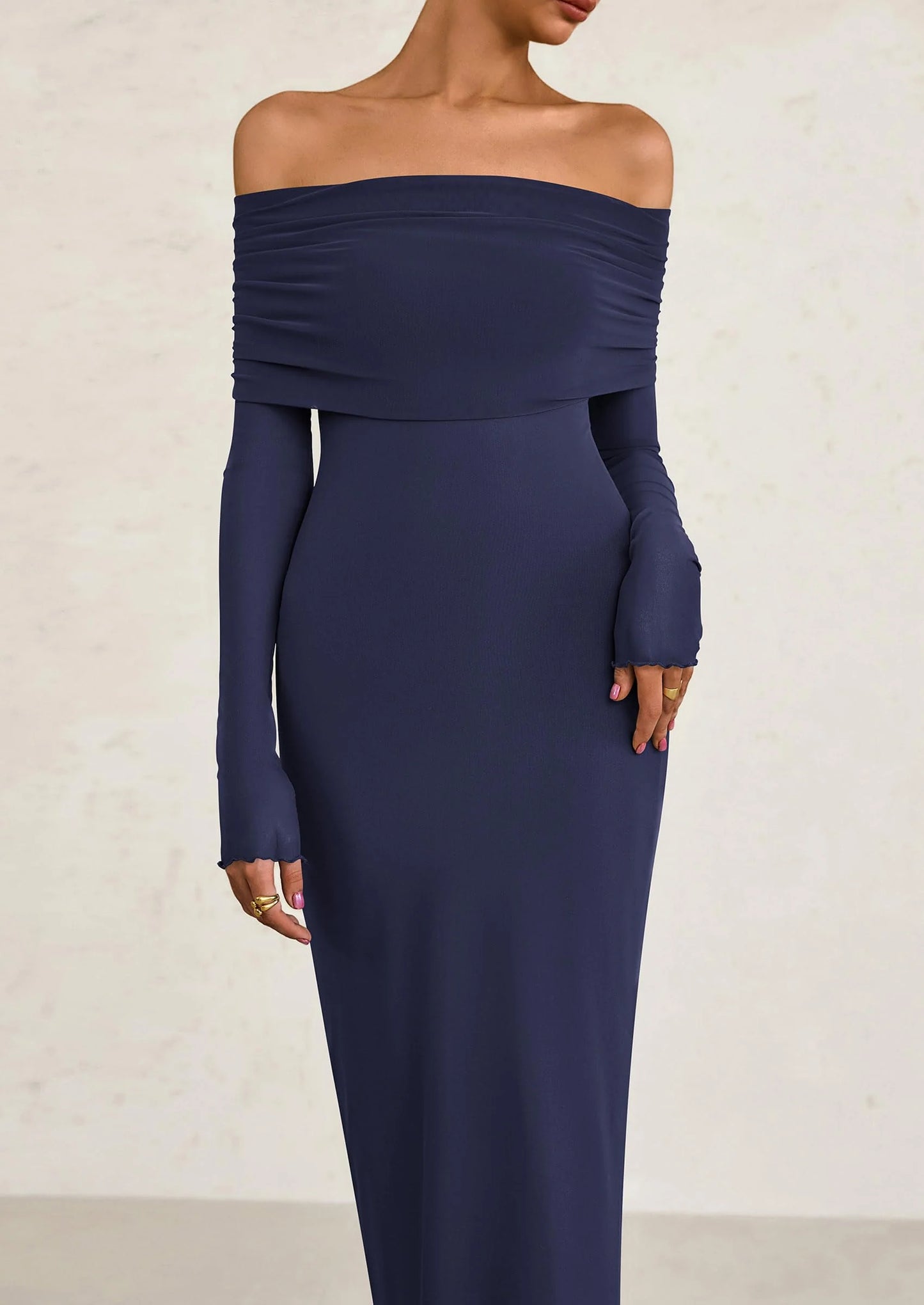 Off The Shoulder Dresses for Women Mesh Long Sleeve Baby Shower Formal Wedding Guest Dress