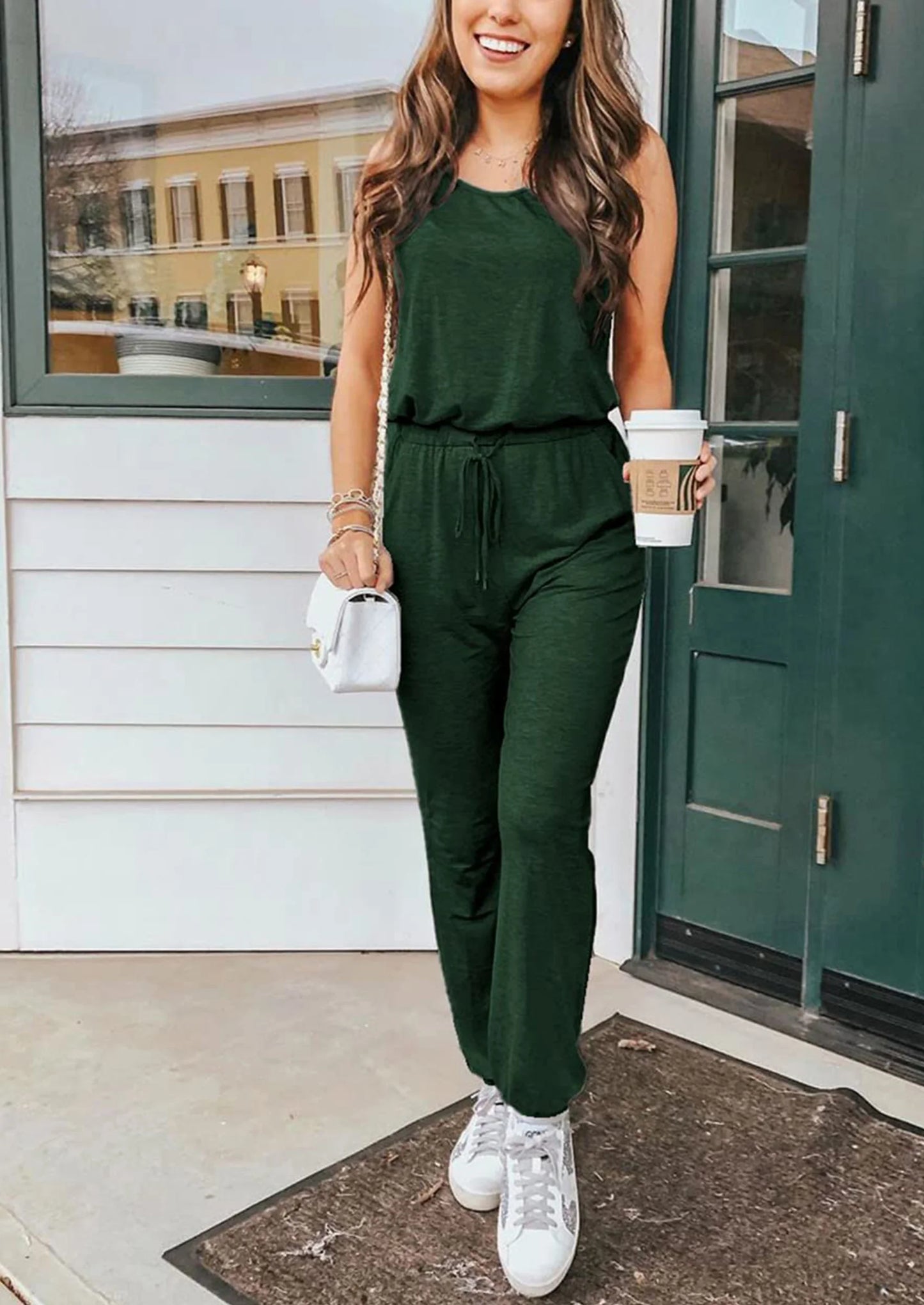 Two Piece Outfit Sets Casual Sleeveless Crewneck Tops and Sweatpants