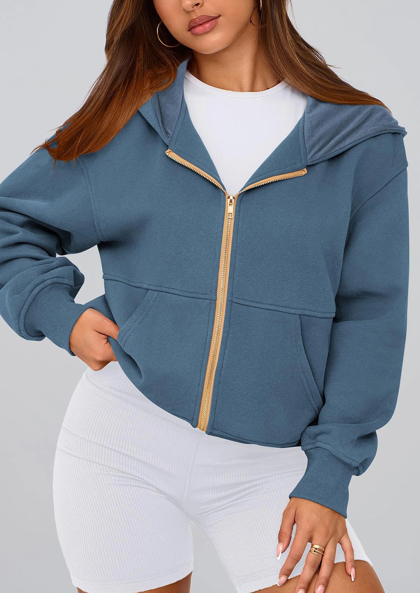 Hoodies For Women Sweatshirt Zip Up Hoodie Fall Fashion Trendy Long Sleeve Jackets Winter Clothing Outfits