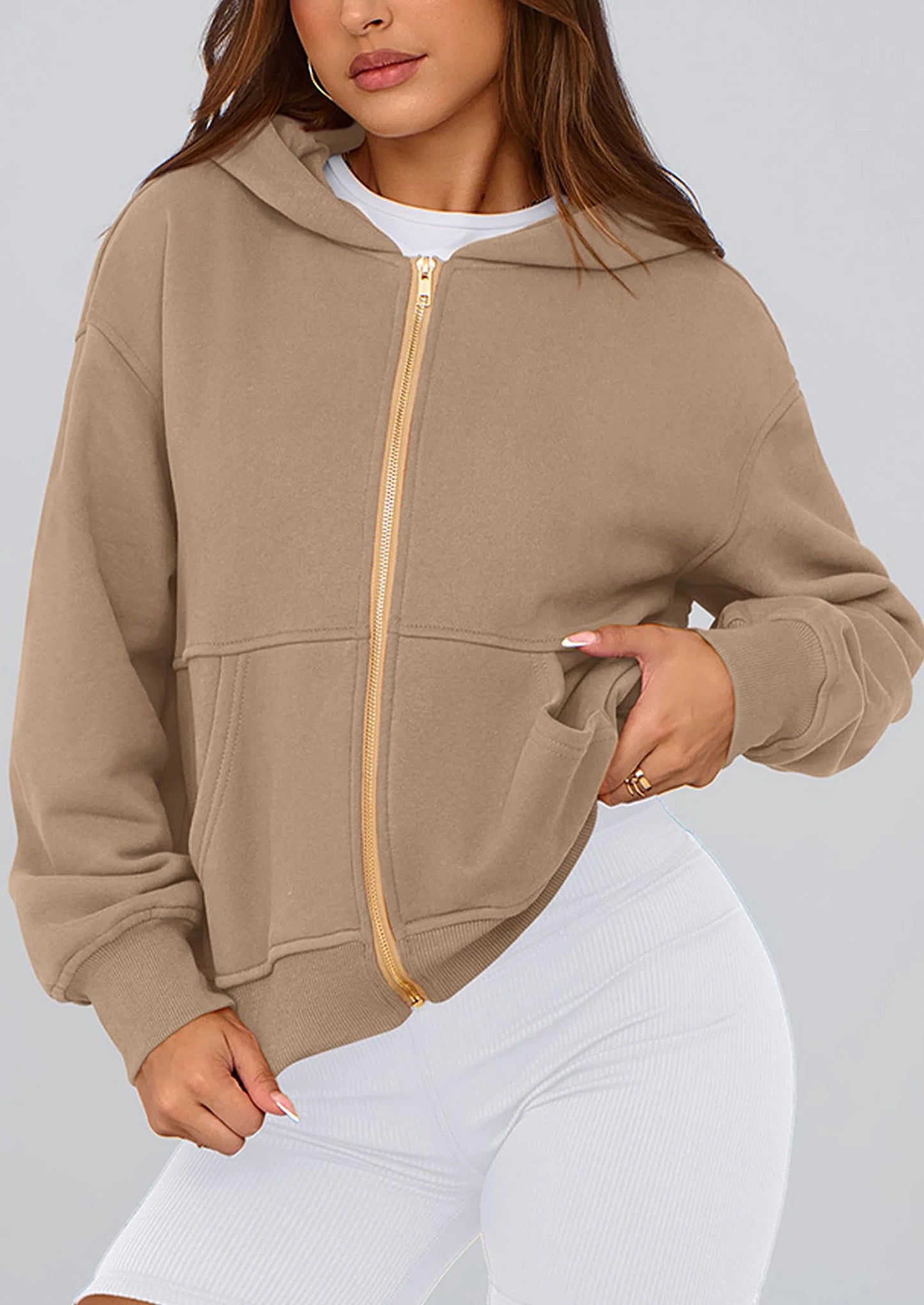Hoodies For Women Sweatshirt Zip Up Hoodie Fall Fashion Trendy Long Sleeve Jackets Winter Clothing Outfits