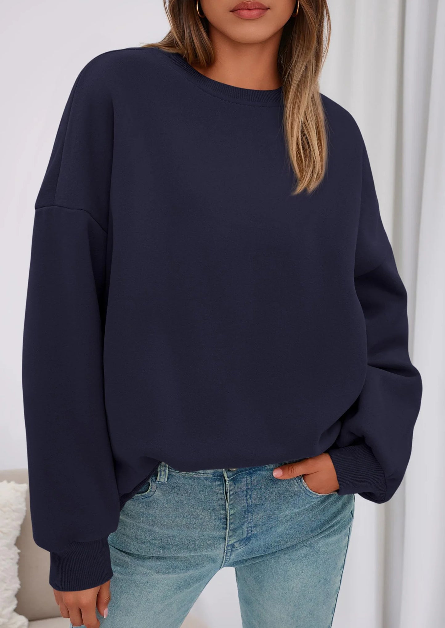 Sweatshirts for Women Oversized Crewneck Fleece Pullover Long Sleeve Tops Comfy Fall Winter Fashion Outfits