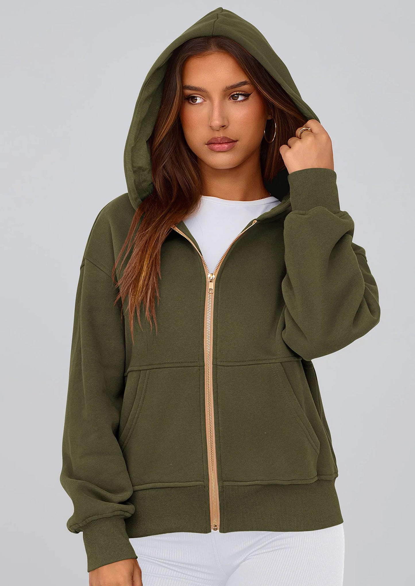 Hoodies For Women Sweatshirt Zip Up Hoodie Fall Fashion Trendy Long Sleeve Jackets Winter Clothing Outfits
