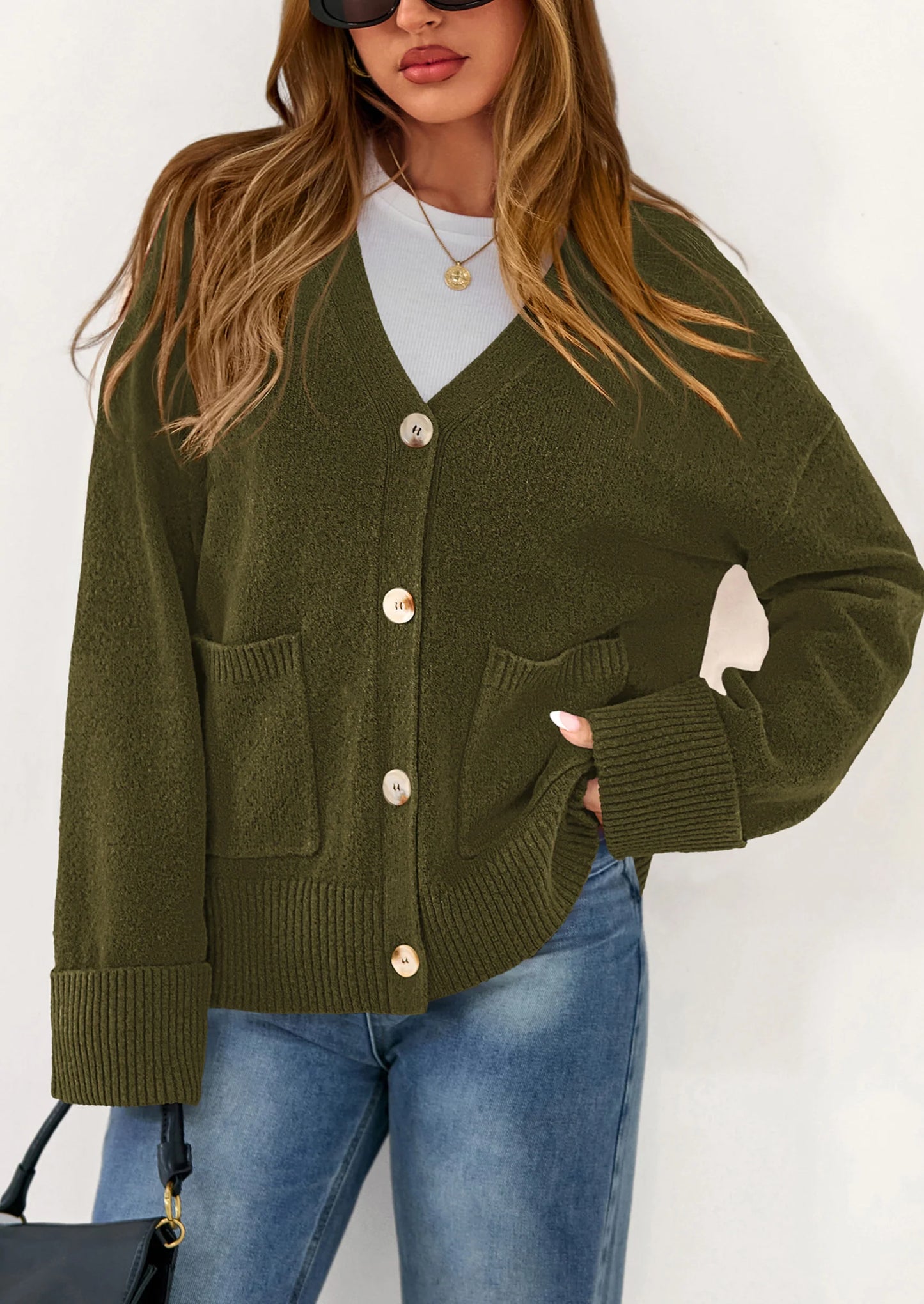 Women's Oversized Cardigan Sweaters Trendy Chunky Knit Long Sleeve V Neck Button Down Fall Winter Outfits