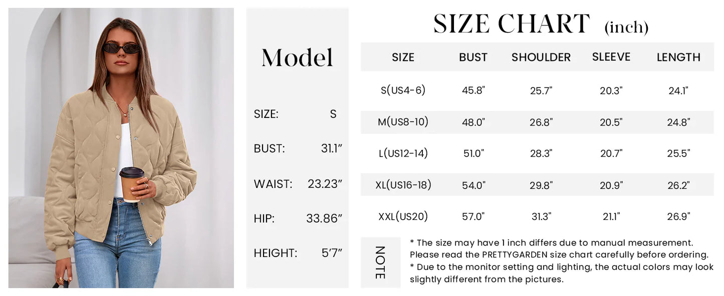 Women's Quilted Bomber Jacket Fall Fashion Lightweight Cropped Zip up Outerwear Winter Puffer Coats Pockets