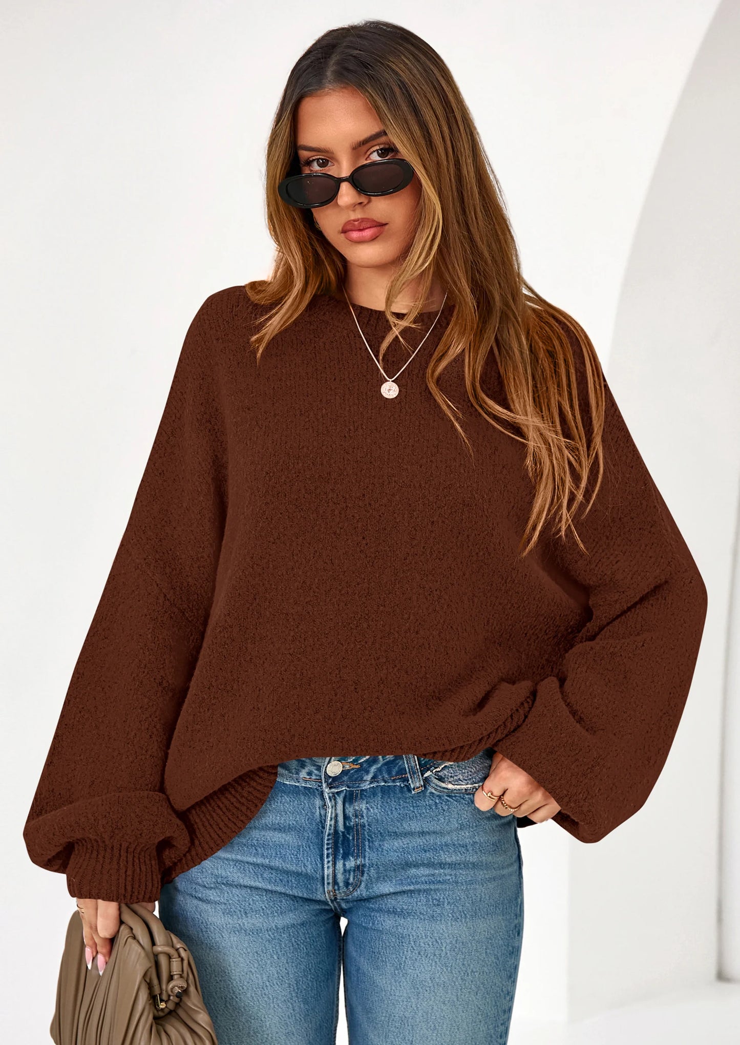 Sweaters for Women Fall Chunky Knit Long Sleeve Crew Neck Oversized Pullover Tops Winter Fashion Clothing